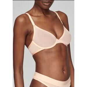 CUUP The Plunge Mesh Bra in Sand/Blush Sz 34E